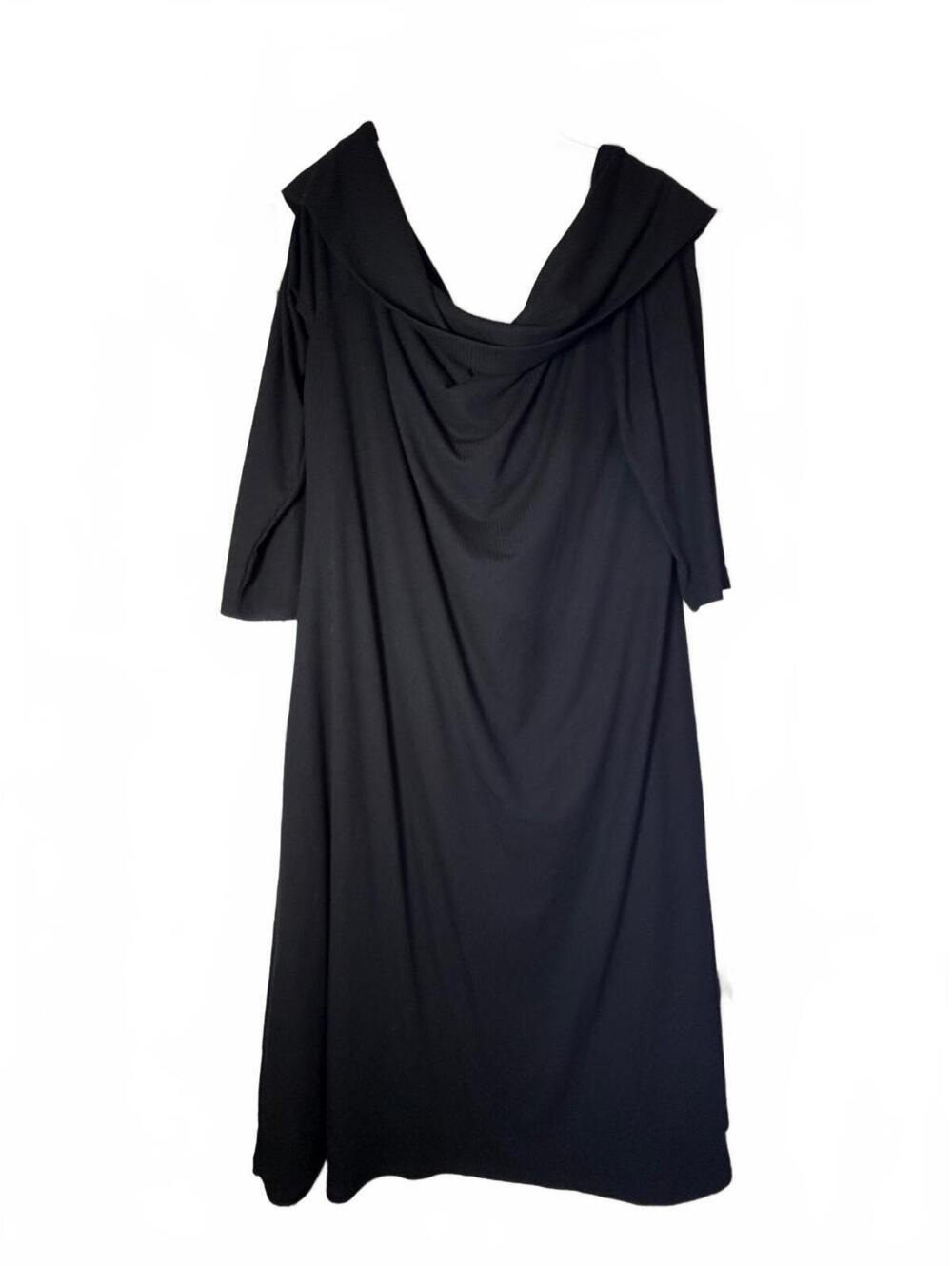 AFRM Black Off Shoulder Cowl Neck Ribbed Midi Dress NWT Plus Size 3X